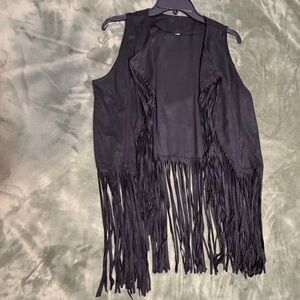 Black Fringe Vest